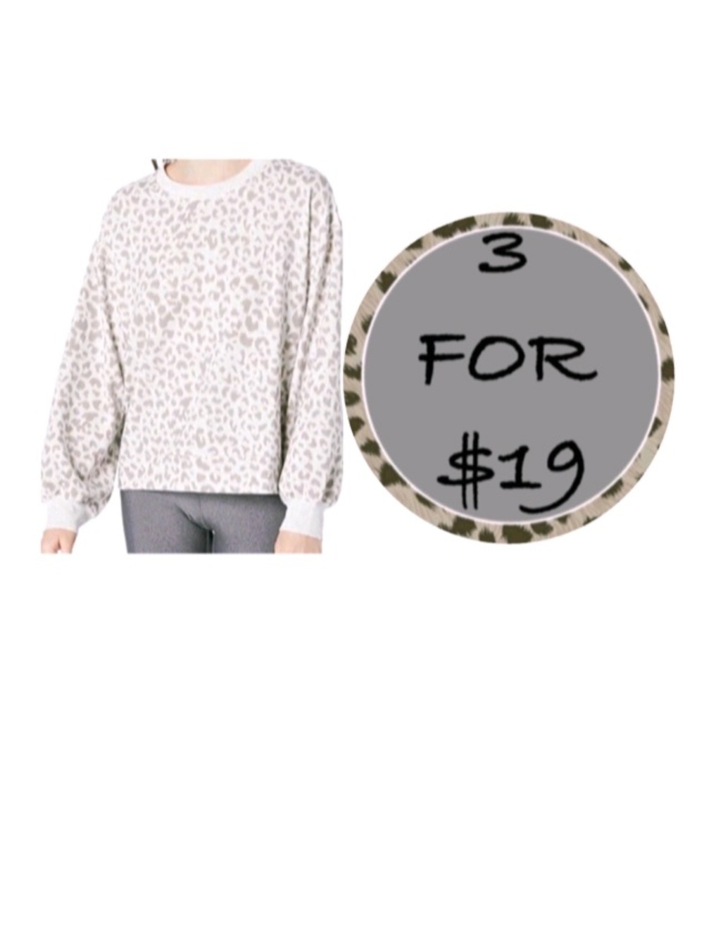3/$19 NWT Oddy leopard print long sleeve tunic blouse